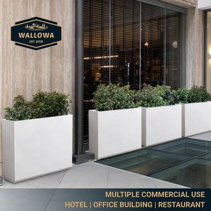 Metallic Heavy Planter for Outdoor Plants, 38Lx10Wx30H Inches Tall and Long Metal Divider Planter Box with for Outside & Indoor, Seamless (White)