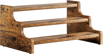 KLM 3-Tier Spice Rack, 13.8 Inch Wood Step Shelf Countertop Spice Storage Holder, Kitchen Pantry Cabinet Organizer Cupboard for Spice Bottles, Jars, Seasonings, Baking Supplies,Bathroom Organizer