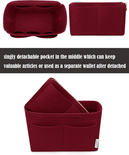 LEXSION Felt Purse Bag Organizer Insert with zipper Bag Tote Shaper Fit Speedy Neverful PM MM