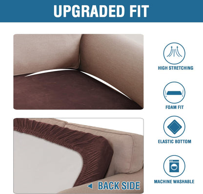 H.VERSAILTEX Velvet Stretch Individual Couch Cushion Cover Plush Slipcover for Loveseat Sofa Furniture Protector Seat Cover (1 Piece Loveseat Cushion Cover, Brown)