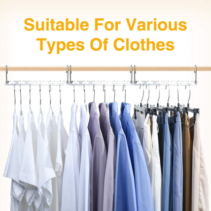 HOUSE DAY Space Saving Hangers for Clothes 20 Pack, Heavy Duty Hanger Organizer | 30 Lbs Capacity |, Metal Magic Hanger, Sturdy Multi Hangers, Closet Space Saver Closet Organizers and Storage