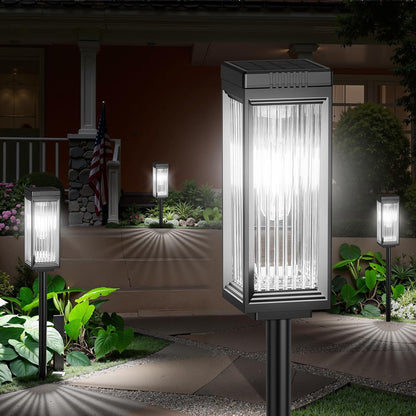 Solar Pathway Lights Outdoor, 4 Pack Upgraded Solar Lights Outdoor Waterproof, Bright Up to 15 Hrs Auto On/Off Garden Light for Yard Patio Lawn Path Walkway Driveway Outside Decor(Cool White)