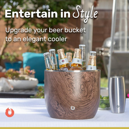 SNOWFOX XL Premium Vacuum Insulated Double Wall Stainless Steel Ice Bucket with Lid/Scoop, Bar Accessories, Large Elegant Party Bucket, Chills Several Bottles,Beautiful Entertaining Supplies,7L,Marble