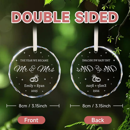 Wedding Gifts for Couples 2025 - Mr and Mrs Ornament 2025 - Bridal Shower Gifts for Bride, Newlywed, Future Mr & Mrs, Her - Just Married Crystal Glass Ornament