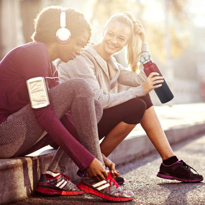 Neihepal 20 oz Insulated Water Bottles Bulk 4 Pack,Stainless Steel Double Wall Sport Bottle with Lid of Handle,Metal Reusable Thermoses Flask for School,Cyclists,Hikers,Gift (Dark Rainbow,Set of 4)