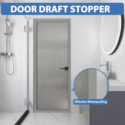 Weather Stripping Door Draft Stopper Flexible Self Adhesive Silicone Door Seal Strip for Glass Doors Windows and Shower Glass Gaps, 2 Inch Wide X 10 Feet Long, Gray