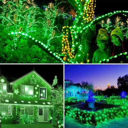 Joomer Green Solar Christmas Lights, 2 Pack Total 144FT 400 LED 8 Modes Waterproof Solar Christmas Lights Outdoor for Garden Yard Patio Christmas Decoration