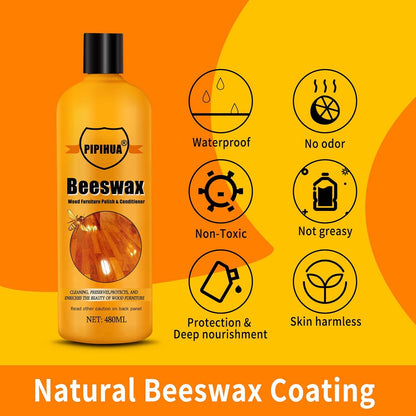PIPIHUA Beeswax Polish and Conditioner for Wood Furniture - Waterproof & Restorer Wood Wax, Multipurpose Beeswax Furniture Polish and Cleaner for All Types and Colours, 16.23 Fl Oz