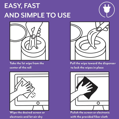 Screen Cleaner Wipes: Electronic Wipes for Screens - Computer Screen Wipes for Lens, Phone, Tv Screen and Monitor Cleaning - Tech Wipes & Microfiber Cloth (Canister, 200 Count)