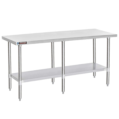DuraSteel 24x84 Stainless Steel Work Table - NSF Commercial Prep Metal Table - Outdoor Pizza Oven Stand w/Under Shelf - Kitchen Island Laundry Utility Garage Microwave Stand Large Rolling Storage Cart