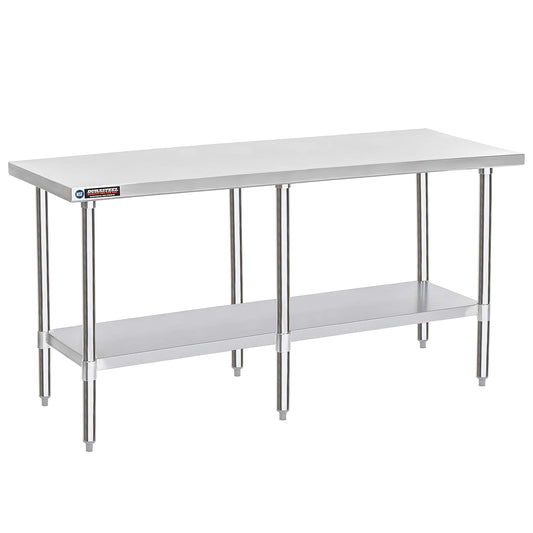 DuraSteel 24x84 Stainless Steel Work Table - NSF Commercial Prep Metal Table - Outdoor Pizza Oven Stand w/Under Shelf - Kitchen Island Laundry Utility Garage Microwave Stand Large Rolling Storage Cart