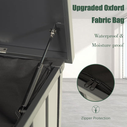 Domi Outdoor Storage Deck Box 100 Gallon, Outdoor Deck Box with Waterproof Storage Bag for Outside Cushions, Garden Tools and Pools Equipment, Gray