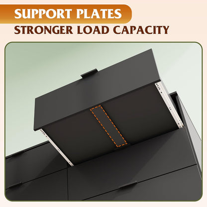 WLIVE Black Dresser for Bedroom, 47.24'' Wide 6 Drawer Wood Dresser Storage Organizer with Sturdy Metal Handle, TV Stand for 55 inch TV, Chest of Drawers for Living Room, Hallway, Closet