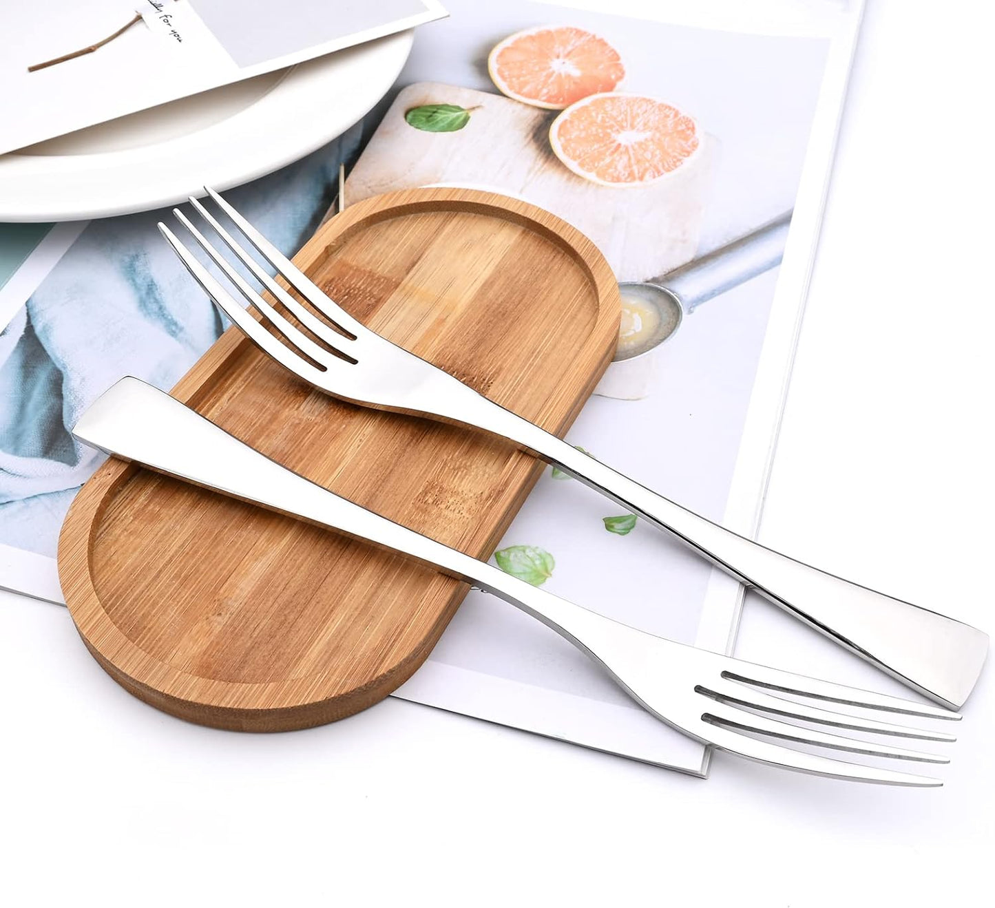 24-Piece Silver Flatware, Mirror 18/10 Stainless Steel Modern & Luxury Dinnerware Set With Serrated Steak Knife Teaspoon For Daily Use or Dinner Party Restaurant - Service For 4