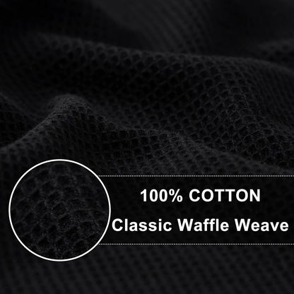 Homaxy 100% Cotton Waffle Weave Kitchen Towels - 6 Pack Soft and Absorbent Dish Towels - 16 x 26 Inches Quick Dry Hand Towels - Black