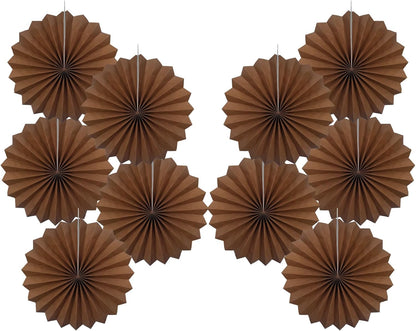 Brown Party Decorations,Brown Wedding Decorations for Party Events Accessories,Brown Birthday Decorations,Boho Party Decoration,Fall Decorations 8in Hanging Paper Fans 30 Color DIY Set(Brown)