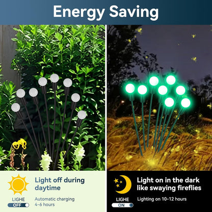 Solar Garden Lights Outdoor Waterproof, 4 Pack 32 LED Swaying Light Firefly Light Outdoor Decor Lights for Garden Gifts for Pathway Party Christmas Decoration, Green