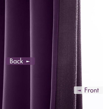 MIULEE Purple Velvet Curtains Thermal Insulated Blackout Curtain Drapes for Bedroom Living Room Darkening 108 Inches Long Curtains Panels Rod Pocket Set of 2