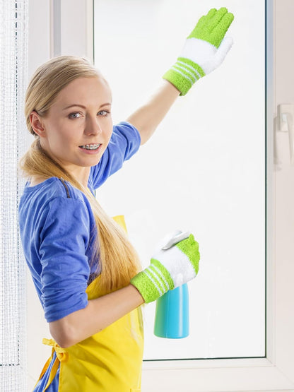 Patelai 3 Pairs Microfiber Plant Dusting Gloves Leaf Cleaning Gloves for Indoor Plants, Blinds, Furniture, House(Large,Green Yellow, Water Blue, Pink, White)