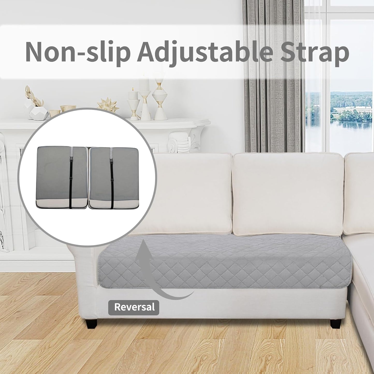 Easy-Going Sectional Couch Covers for Dogs L Shape Sofa Cover Reversible Sofa Slipcover Chaise Lounge Cover Furniture Protector Cover for Pets Dog Cat (30 x 50 inches, Light Gray/Ivory)