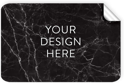 100 Custom Vinyl Stickers - Upload Your own Image, Text, Design, Logo - Personalized Logo Labels for Handmade, Packaging, Bottle, Jars, Candle, Brand Stickers (Black Marble, 4x2)