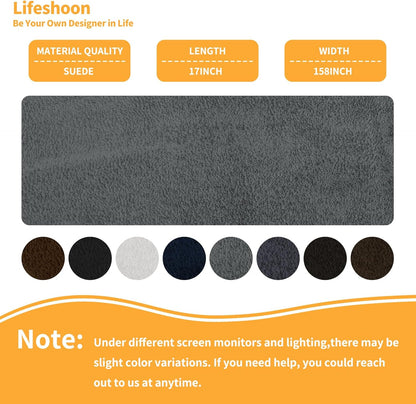 Fabric Repair Patches, 17X158 Inch Self-Adhesive Suede Patches Tape Durable, DIY Large Fabric Repair for Sofa, Couches, Furniture, Chair, Clothing （17X158 Inch, Black）