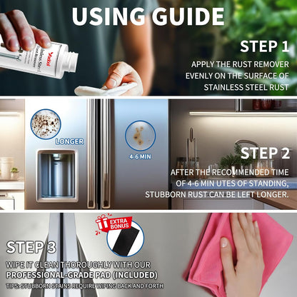 Stainless Steel Rust Stain Remover & Cleaner, Rust Spot Stain Remover for Stainless Steel Appliances and Furniture - Ideal for Grill, Fridge, Knife or Pan & more - 3.72 Fl Oz