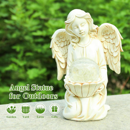 Angel Statue Outdoor Decor, Angel Gardening Gifts with Solar LED Lights
