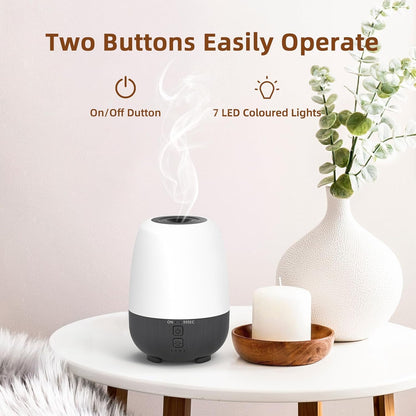150ML Rechargeable Battery Operated Essential Oil Diffuser, Portable Cordless Aromatherapy Diffuser,7-Hour Runtime with 7 LED Color Changing Lights