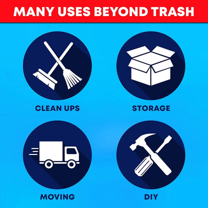 Tasker 65 Gallon Trash Bags for Toter, (Value-Pack 32 Count w/Ties) Extra Large 64 Gallon Heavy Duty, 60 Gal Trash Bags Outdoor Garbage Can Liner for Custodians