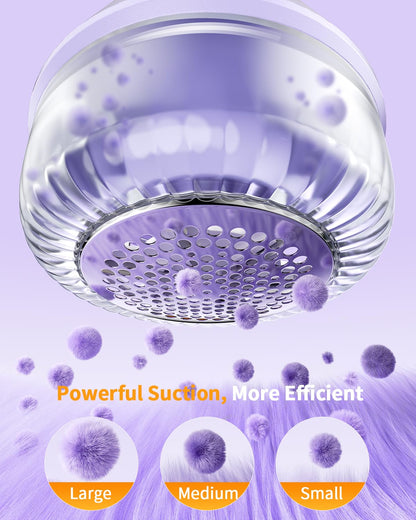 Fabric Shaver, Rechargeable Lint Shaver with Digital Display, Electric Portable Sweater Shaver with 6-Leaf Blades and Safety Lock, 3-Speeds Lint Remover to Remove Pilling for Clothes, Couch （Purple）