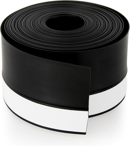 Silicone Weather Stripping Door Seal Strip, 16.4 Feet Self Adhesive Sealing Sticker Sealing Tape for Door Draft Stopper Adhesive for Doors Windows Shower Glass Gaps (Black, Width 45mm)