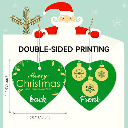 Personalized Christmas Ornaments 2025 Ceramic Custom Picture Text Hanging Ornament Customized Christmas Tree Decorations Keepsake Gift for Family Couples Xmas Tree Home Decor