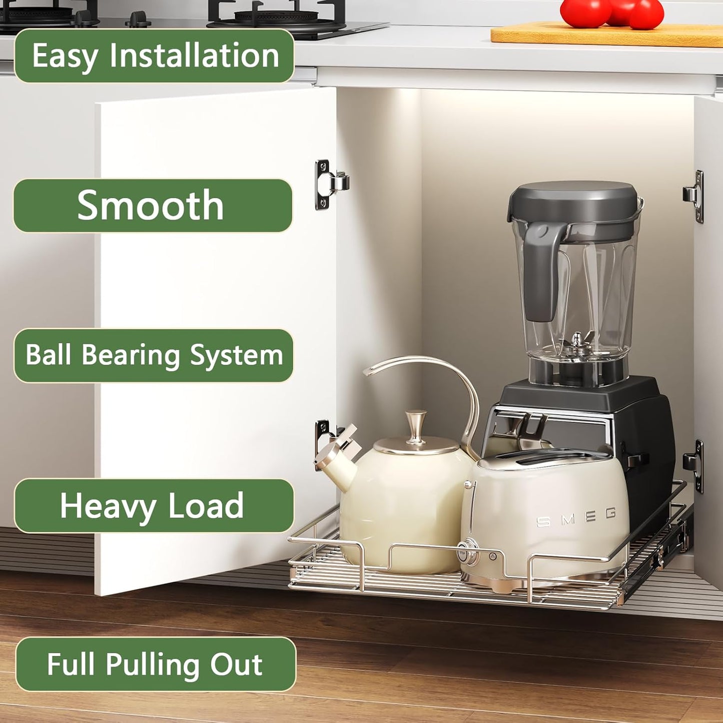 Pull Out Cabinet Organizer 19½" W x 21½" D, Heavy Duty Cabinet Pull Out Shelves, Slide Out Drawers Organization for Kitchen Cabinets Bathroom