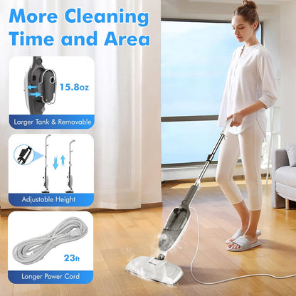 Steam Mop - All-in-one Powerful Handheld Steam Cleaner Detachable Floor Steamer with 11 Accessories, MultiPurpose Steamer for Hardwood Floors, Clothes,Windows,Tiles,Furniture,Carpet, Whole Home Use