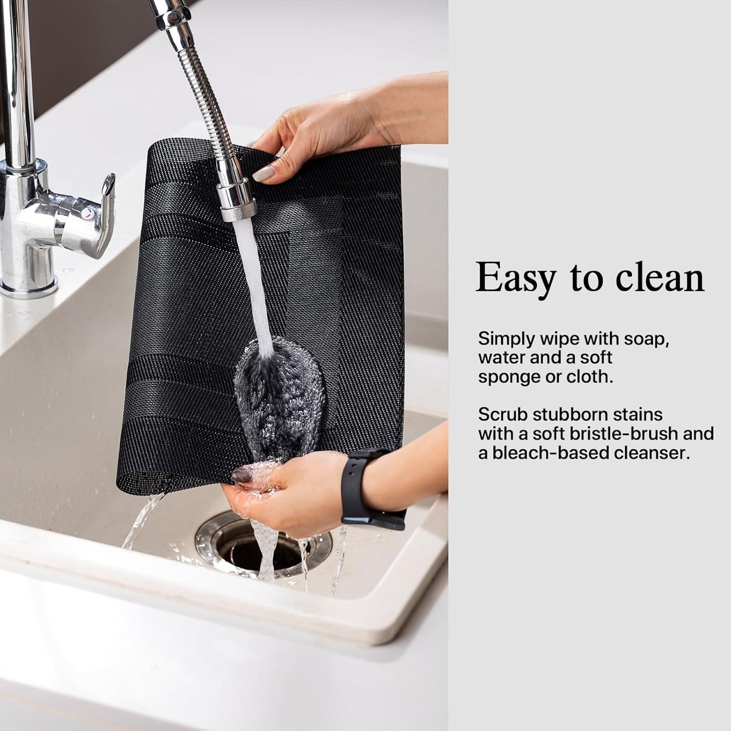 Placemat Set of 4 - Easy Clean Woven Vinyl Placemats for Dining Table, Indoor/Outdoor Place Mats, Washable PVC Table Mats（Black Cube）