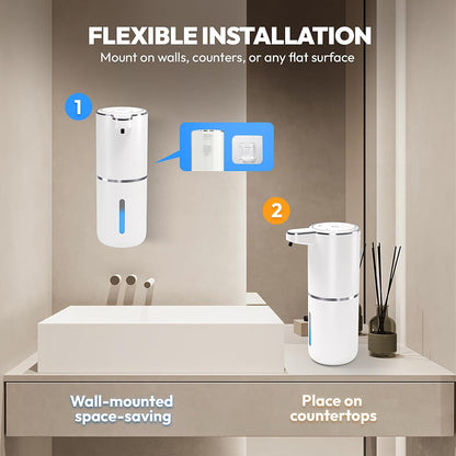 Automatic Soap Dispenser Touchless,Liquid Hand Soap Dispenser 12.8oz USB 4levels Adjustable Dispenser Electric Wall Mounted Smart for Bathroom and Kitchen Dish Soap，Easy for Toddlers(White)