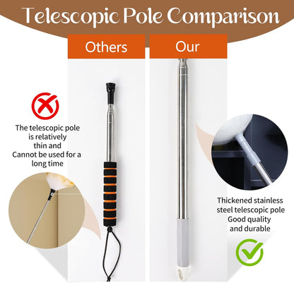 Lambswool Duster for Cleaning with Non-Slip Handle 98.4" Removable Retractable Feather Duster for Cleaning Ceiling Fans Window Blinds Interior Roof Furniture(1PCS)