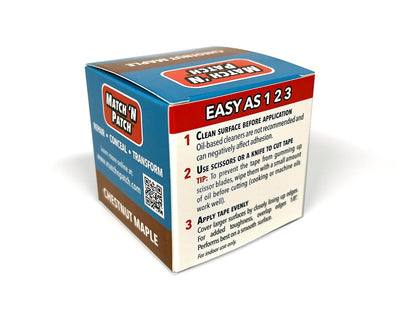 MATCH 'N PATCH Realistic Wood Grain Repair Tape - Durable Multi-Use Adhesive Tape for Furniture, Floors, Cabinets, Windows, Doors, RV, Home Decor & DIY Projects - Chestnut Maple, 2.25 inch x 15 feet