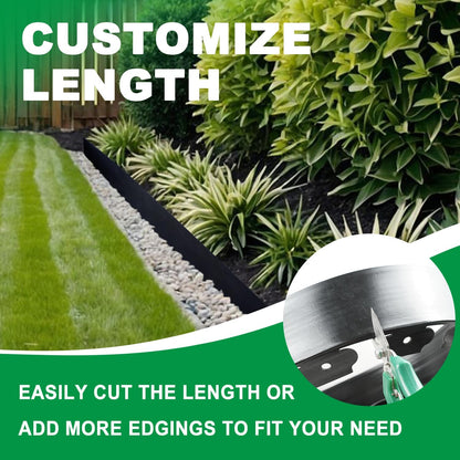 Hugeleaf Landscape Edging Border 60 Feet with 72pcs Spikes, 4inches Flexible Plastic Garden Edging for Landscaping, Lawn, Flower Bed, Yard（Black）