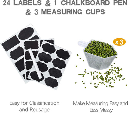 Medium Food Storage Containers with Lids Airtight 3.6L /121.7Oz, for Flour, Sugar, Baking Supply, 3PCS BPA Free Plastic Canisters for Kitchen Pantry Organization