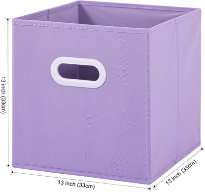 Stero Fabric Storage Cubes Bins, 13 inch Fun Colored Foldable Storage Baskets with Dual Plastic Handle for Home, Kids Room, Closet and Toys Organization, Multi Colored, Set of 6
