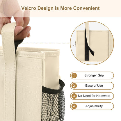 Surblue Bedside Caddy Hanging Organizer Storage Bag Pocket for Bunk, Hospital, College Dorm Rooms, Baby Bed Rails, Camp - 8 Pockets, Large, Beige