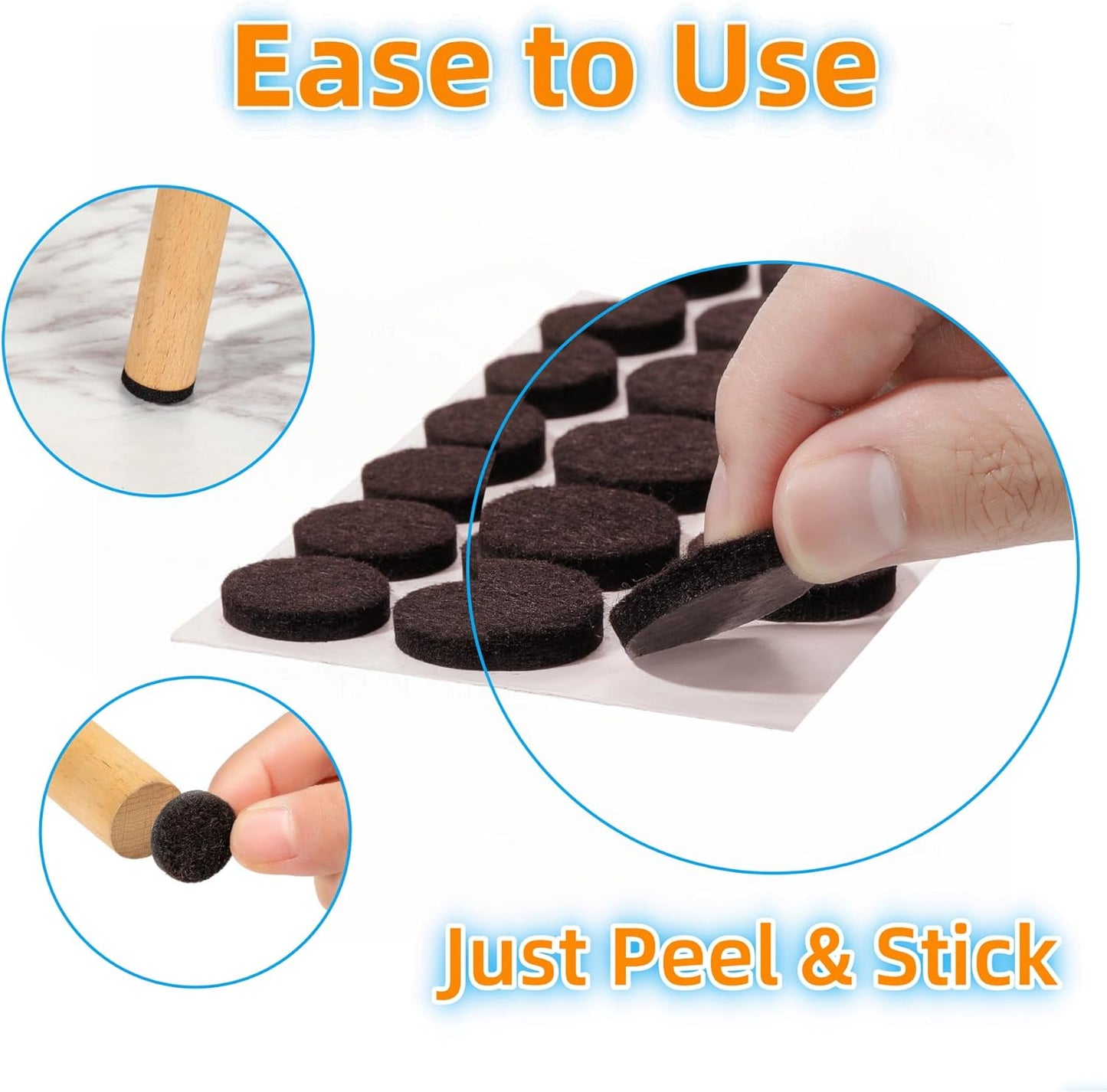 Furnigear Felt Furniture Pads for Hardwood Floors - Self Adhesive Chair Felt Pad, Floor Protector for Furniture Feet, Furniture Sliders Moving Furniture Smoothly, Anti Scratch 108 Pcs 1" Round Brown