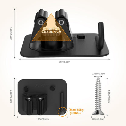 4 Pack Stainless Steel Broom Holder Wall Mount with Hook, Screw Drilling Broom and Mop Organizer Wall Hanging, Heavy Duty Storage Rack for Laundry Garage Closet Garden Tool Organizer, Black