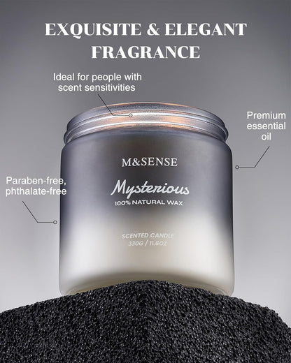 M&SENSE Pepper Lavender Scented Candles for Men, 2 Wick 11.6oz 70 Hours Slow Burning Natural Soy Candle for Christmas, Organic Black Masculine Candles Home Fragrance Holiday Candle for Him