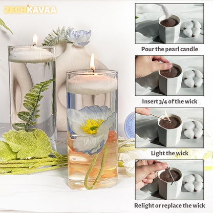 Unscented Brown Pearled Candle 18oz Luxury Sand Candle Granulated Wax - 30 Cotton Wicks – Wax for Candle Making Decorative Candles Smooth and Clean Burning Lasts up to 120 Hours