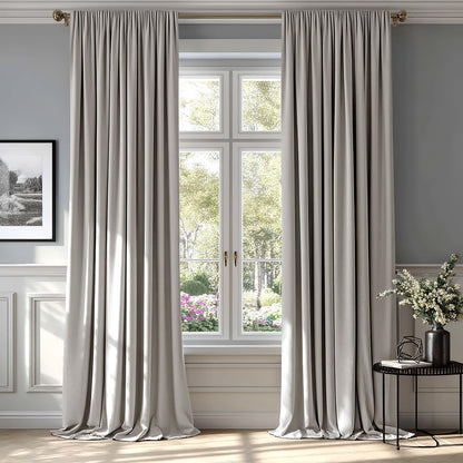 MIULEE Silver Velvet Curtains Thermal Insulated Blackout Curtain Drapes for Bedroom Living Room Darkening 96 Inches Long Curtains Panels Rod Pocket Set of 2
