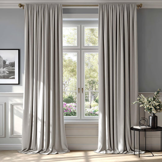 MIULEE Silver Velvet Curtains Thermal Insulated Blackout Curtain Drapes for Bedroom Living Room Darkening 96 Inches Long Curtains Panels Rod Pocket Set of 2