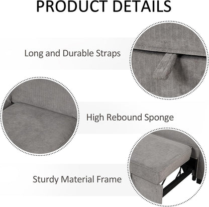 EBELLO Convertible Sleeper Sofa 3 in 1, Chenille Modern L-Shaped Couches for Living Room, Pull Out Sectional Futon Sofa Bed with Storage Space, USB Ports and Cup Holders for Bedroom, Grey